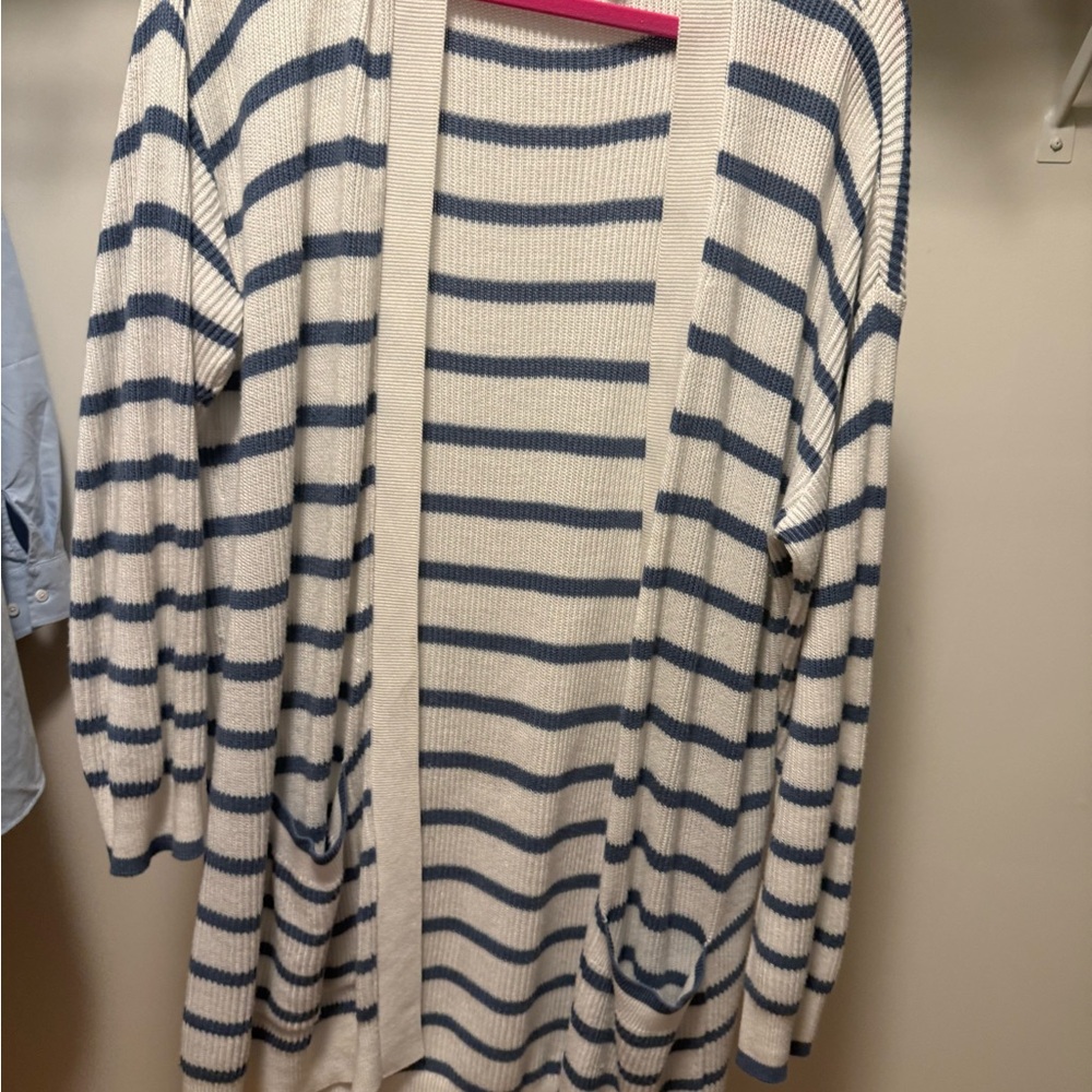 Splendid Blue and White Striped Cardigan